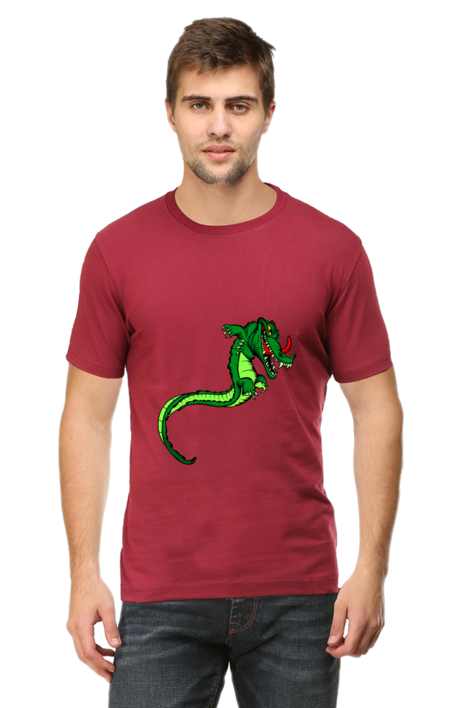 Men's Animal's & Monster's Cotton Round Neck T-Shirt - dragon