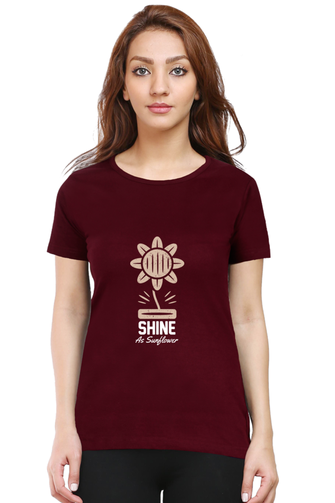Women’s Round Neck Printed Gardening T-Shirts -   shine