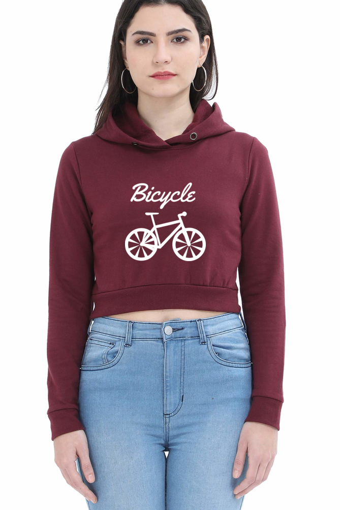 Women Rider Crop Hoodies - bicycle