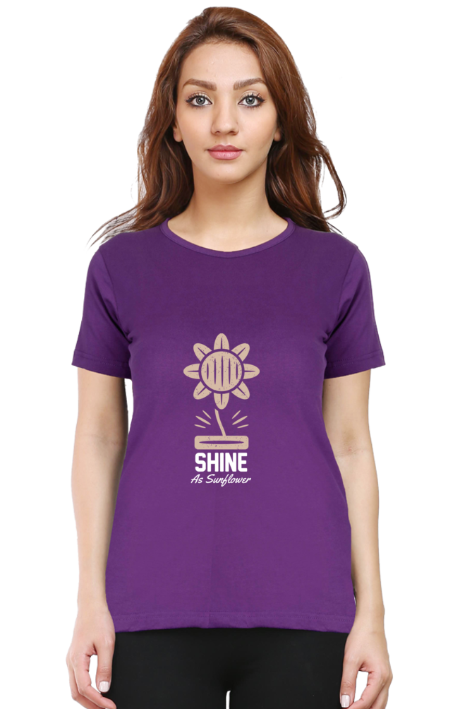 Women’s Round Neck Printed Gardening T-Shirts -   shine