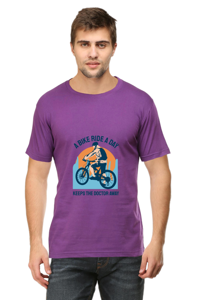 Men's Rider Cotton Round Neck T-Shirt - bike ride