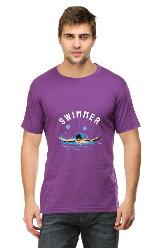 Men's Round Neck Swimming T-Shirt - Swimmer