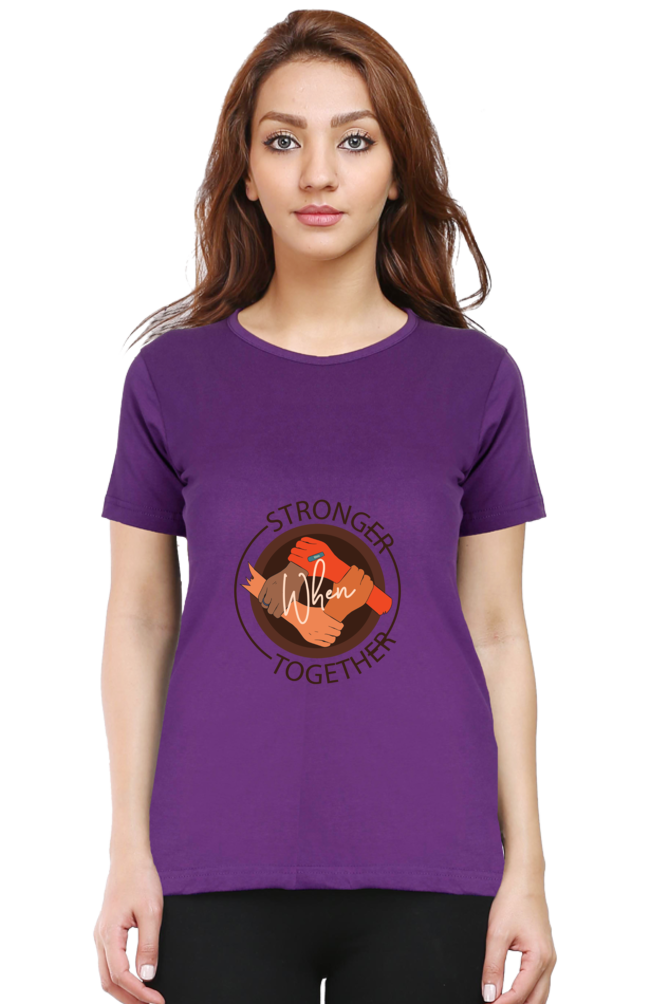 Women’s Round Neck Printed Motivational T-Shirts -  Stronger