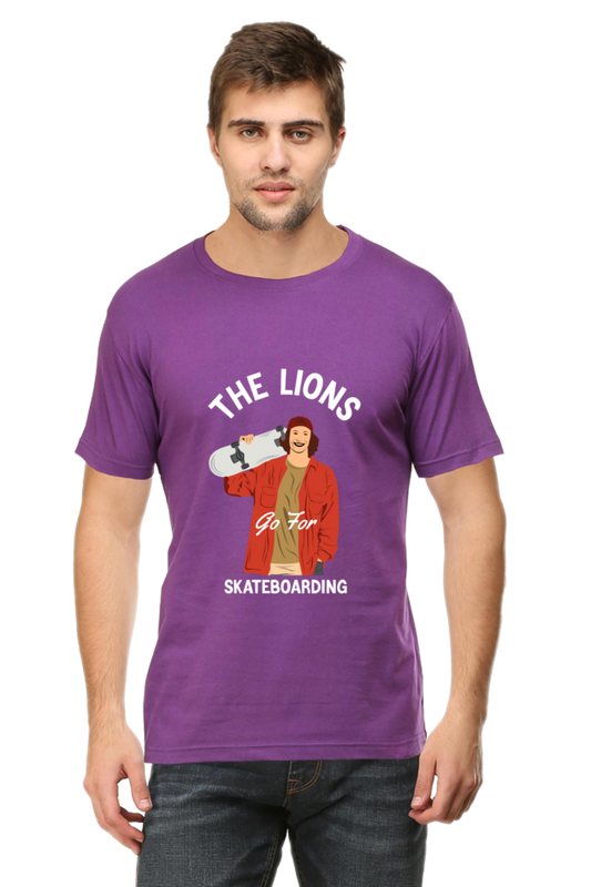 Skateboard Unisex Cotton Round Neck T-shirt - The Lion's