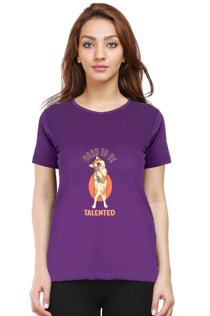 Women’s Round Neck Printed Funny & Queen SVG T-Shirts -  talented