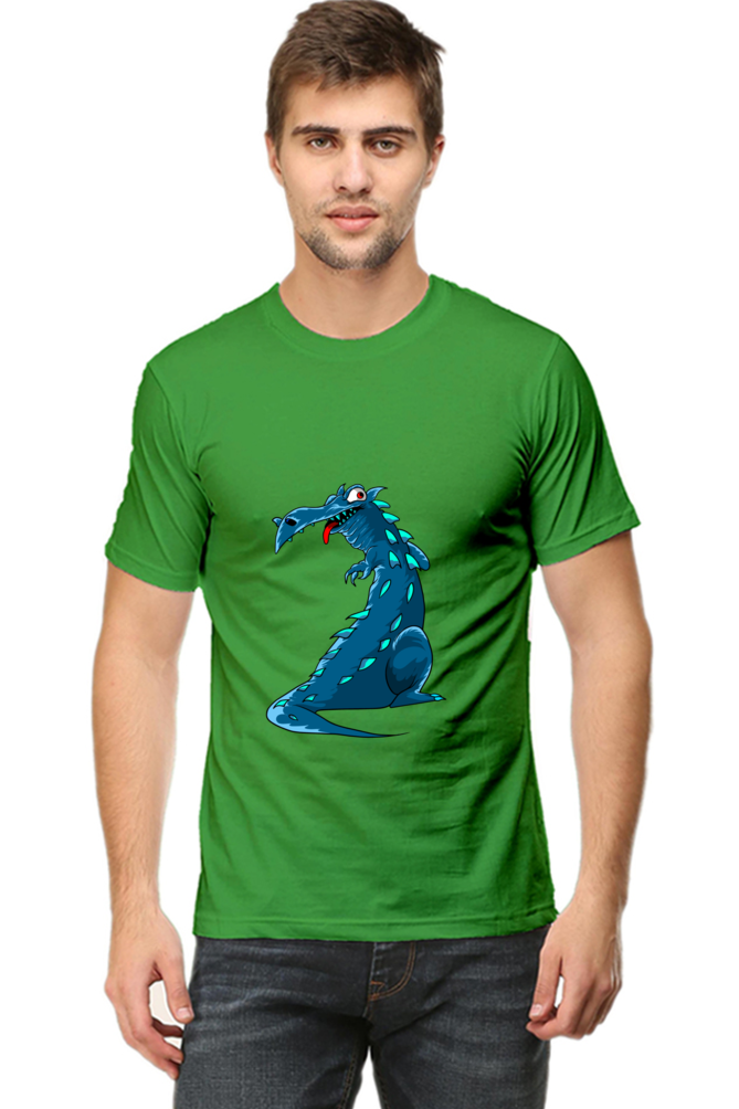 Men's Animal's & Monster's Cotton Round Neck T-Shirt - dinosaur