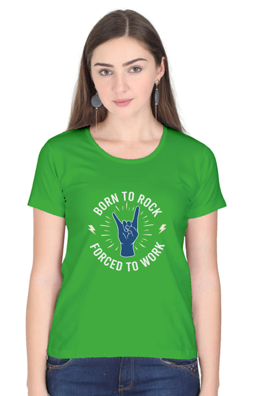 Women’s Round Neck Printed Music T-Shirts - Born to Rock