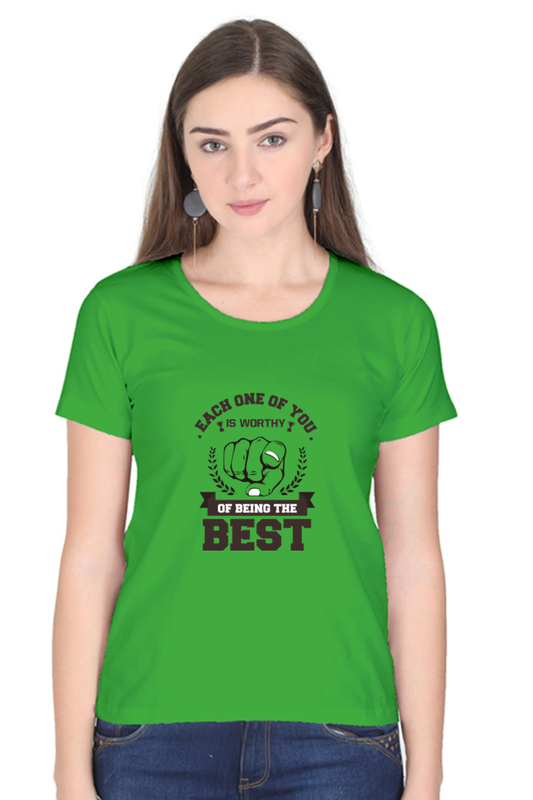 Women’s Round Neck Printed Motivational T-Shirts -  Worthy