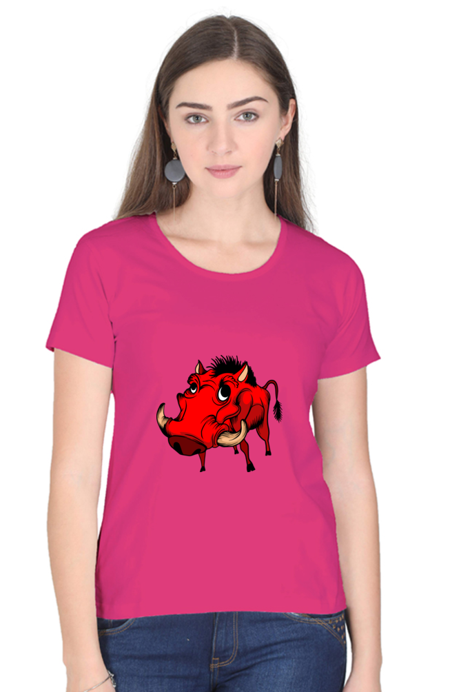 Women’s Round Neck Printed Animal's & Monster's T-Shirts -  monster rino