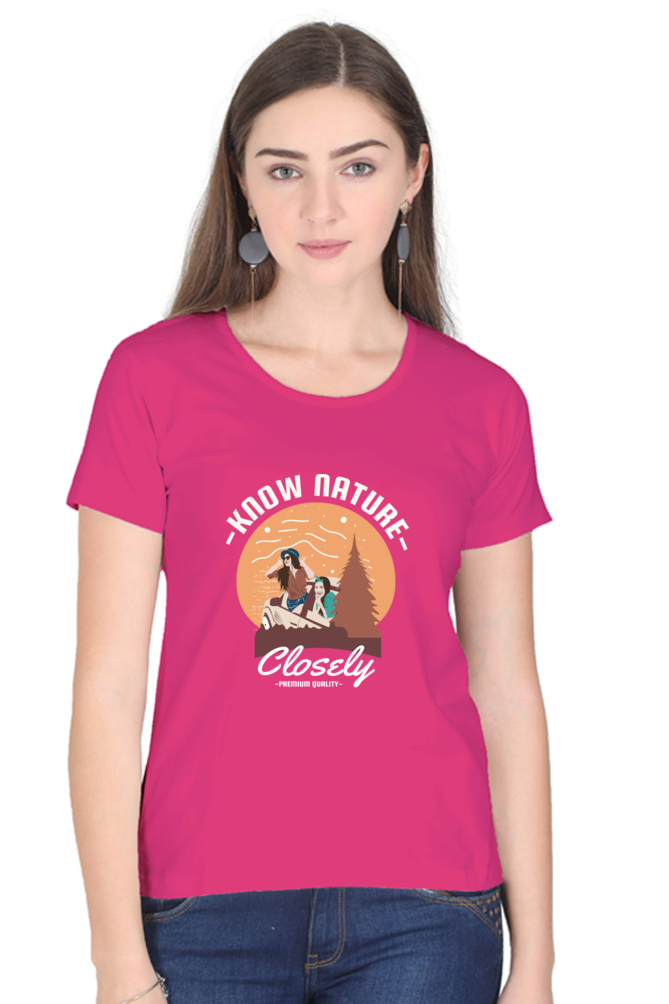 Women’s Round Neck Printed Adventure T-Shirts -  know nature