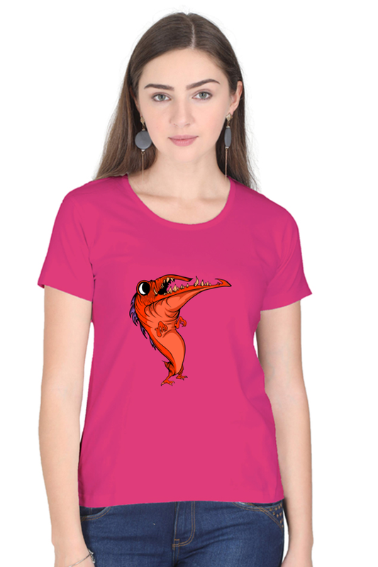 Women’s Round Neck Printed Animal's & Monster's T-Shirts - dancing monster