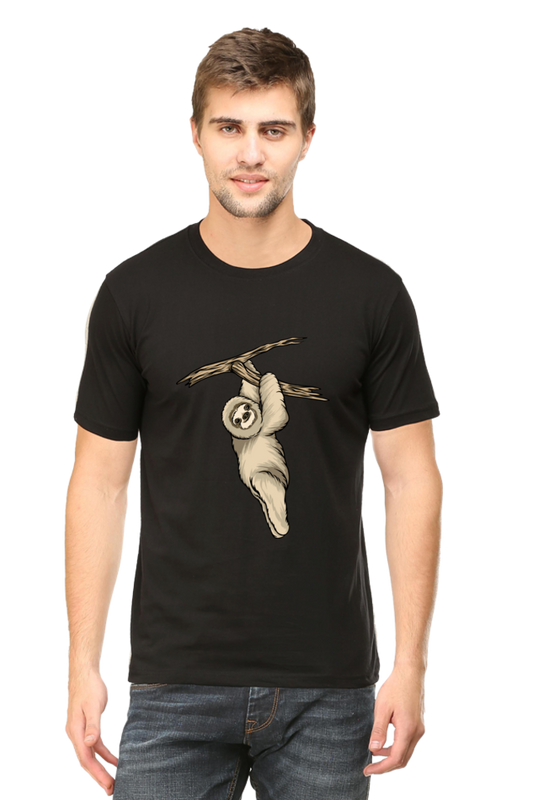 Men's Round Neck Sloth T-Shirt - play baby