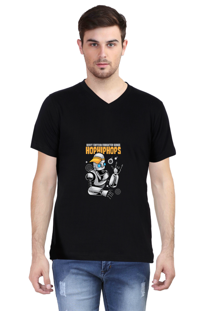 Men's Dance V Neck T-Shirt - robot urban hip-hop