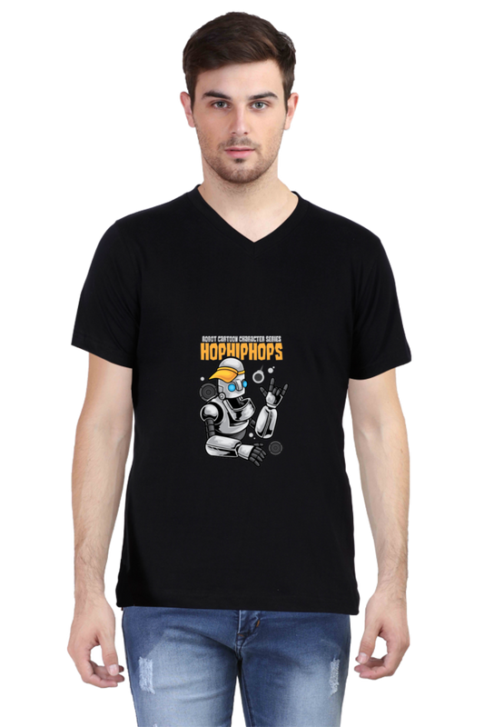 Men's Dance V Neck T-Shirt - robot urban hip-hop