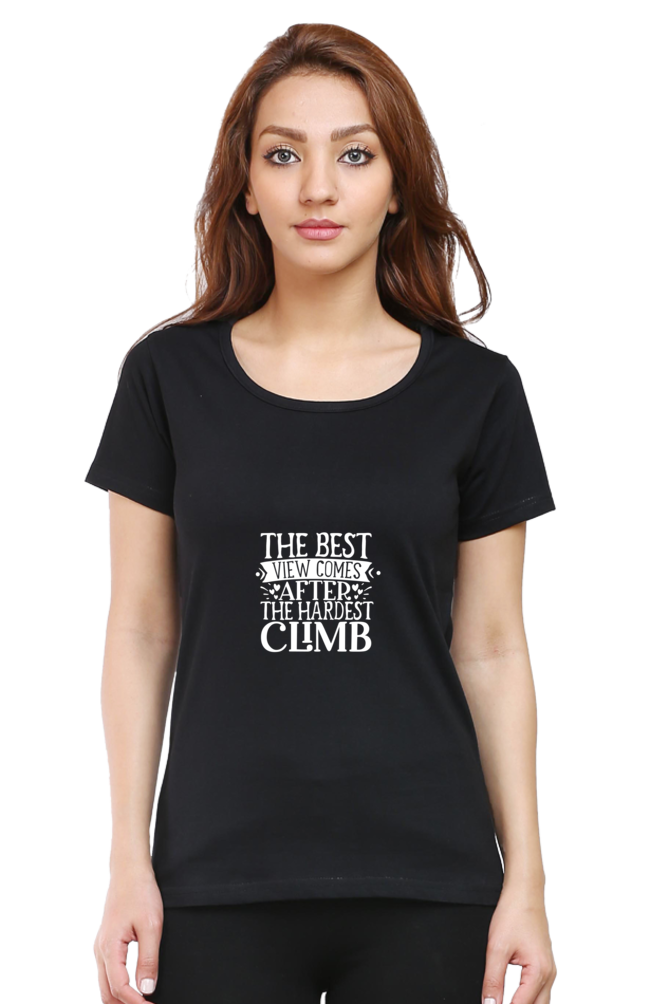 Women’s Round Neck Printed Motivational T-Shirts -  Climb