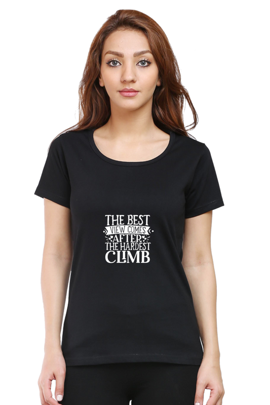 Women’s Round Neck Printed Motivational T-Shirts -  Climb
