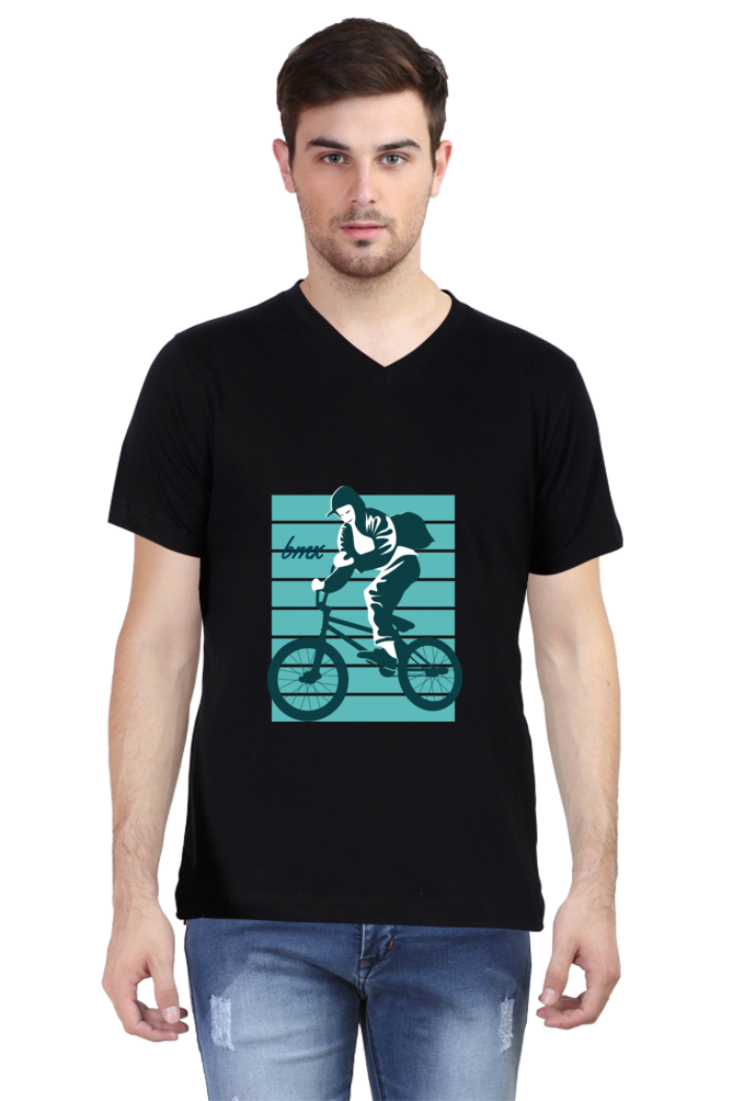 Men's BMX V Neck T-Shirt - bagpack