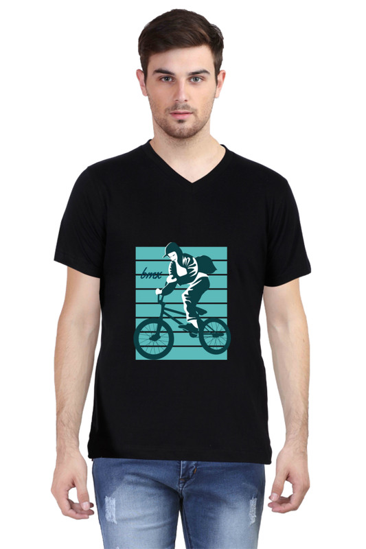 Men's BMX V Neck T-Shirt - bagpack
