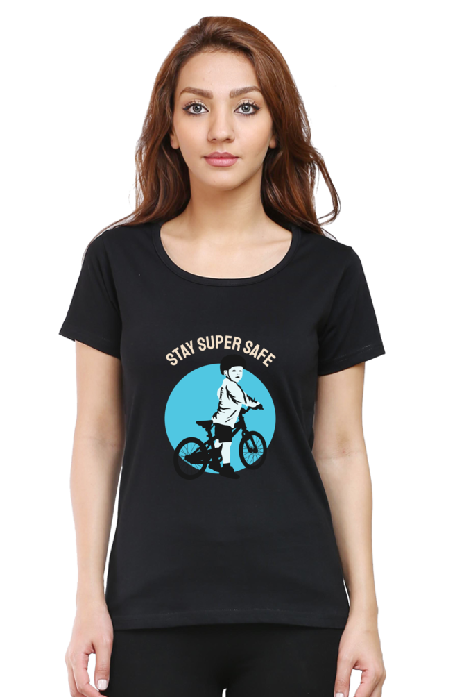 Women’s Round Neck Printed Rider T-Shirts -  super safe