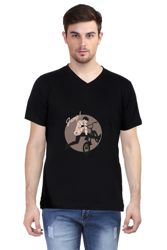 Men's BMX V Neck T-Shirt - jump