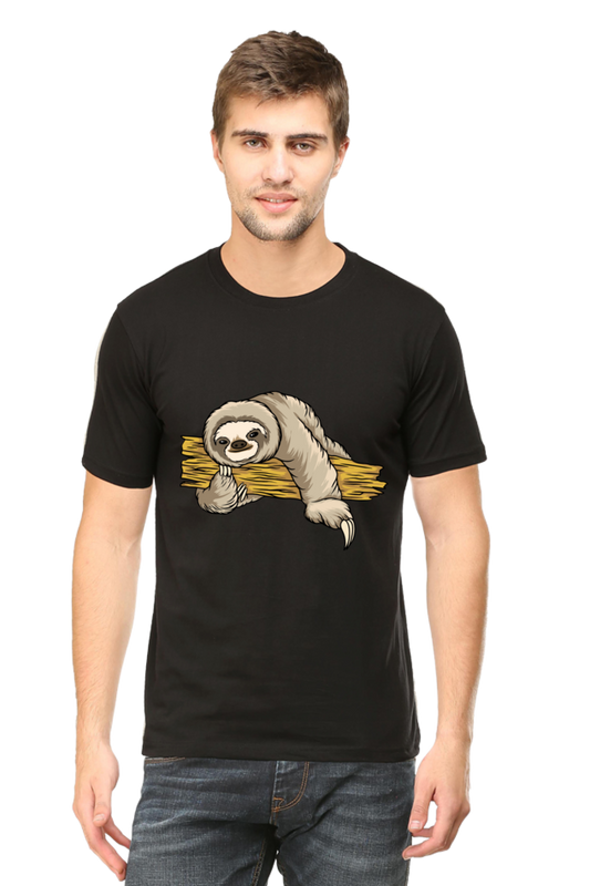 Men's Round Neck Sloth T-Shirt - Cuddle