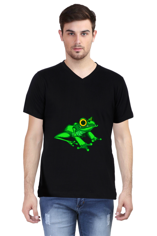 Men's Animal's & Monster's V Neck T-Shirt - frog
