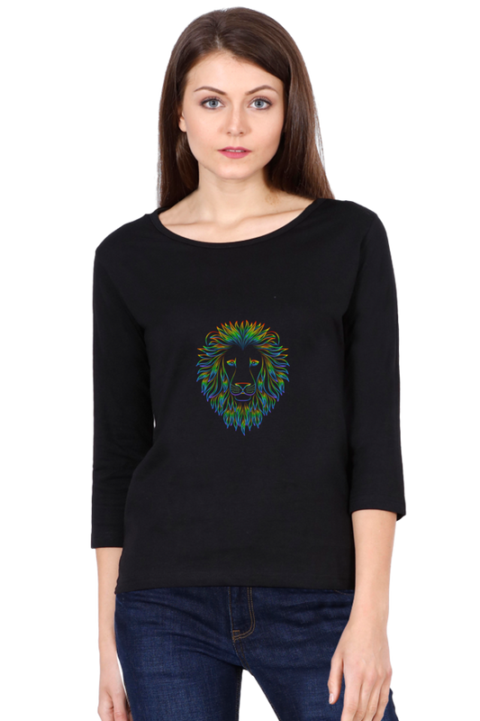 Women’s Round Neck Stones T-Shirts - Lion Face