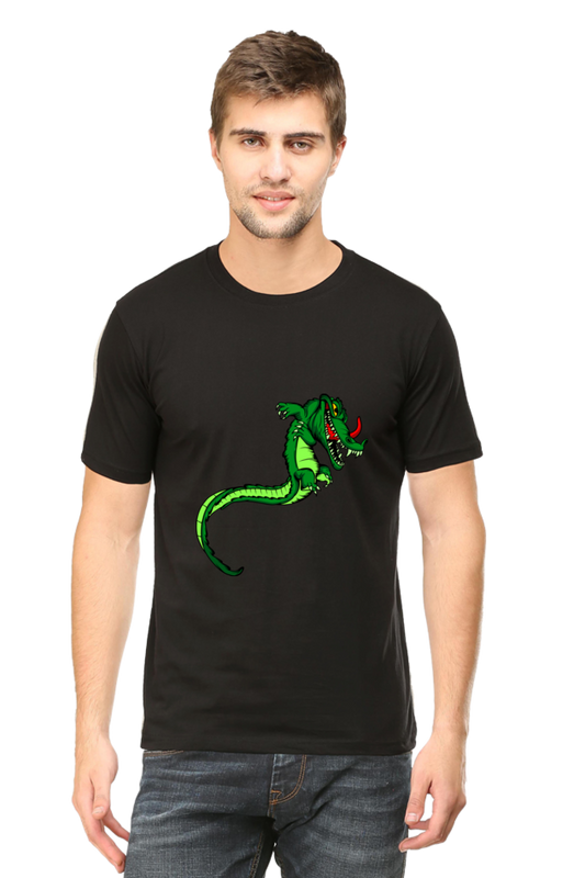 Men's Animal's & Monster's Cotton Round Neck T-Shirt - dragon