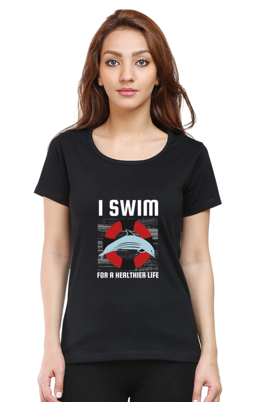 Women  Swimming Half Sleeve T-Shirt - I Swim