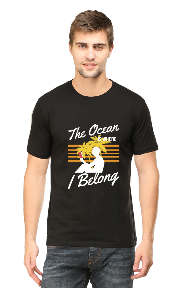Men's Round Neck Summer T-Shirt - Ocean