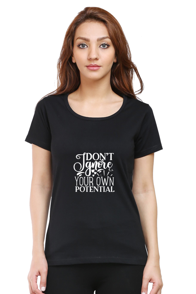 Women’s Round Neck Printed Motivational T-Shirts -  Potential