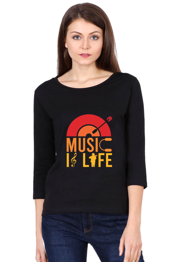 Women  Music Full Sleeve T-Shirt -  Life