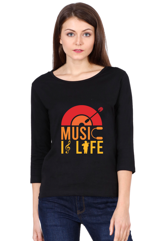 Women  Music Full Sleeve T-Shirt -  Life