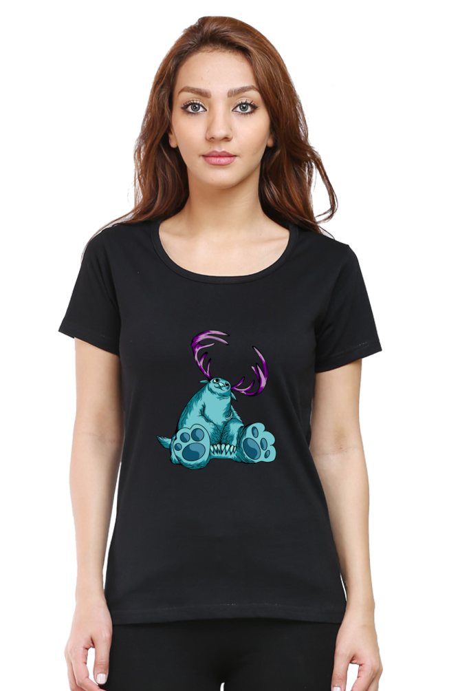 Women’s Round Neck Printed Animal's & Monster's T-Shirts -  huge monster