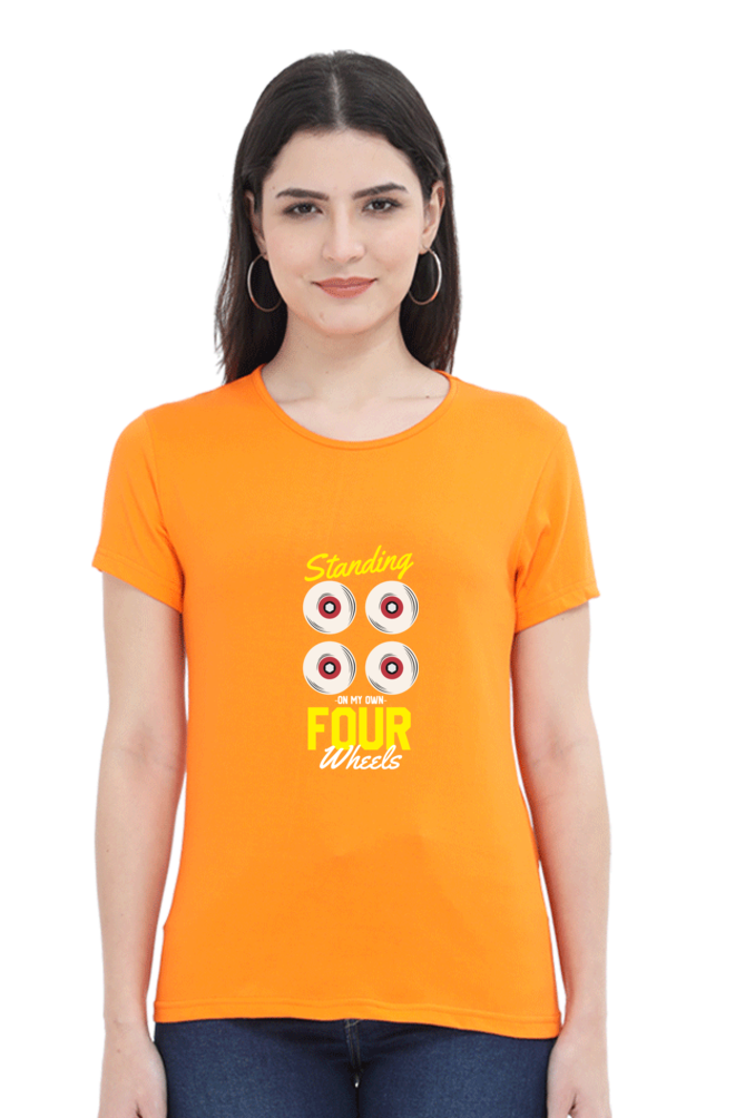 Women  Skateboard Half Sleeve T-Shirt - Four Wheels