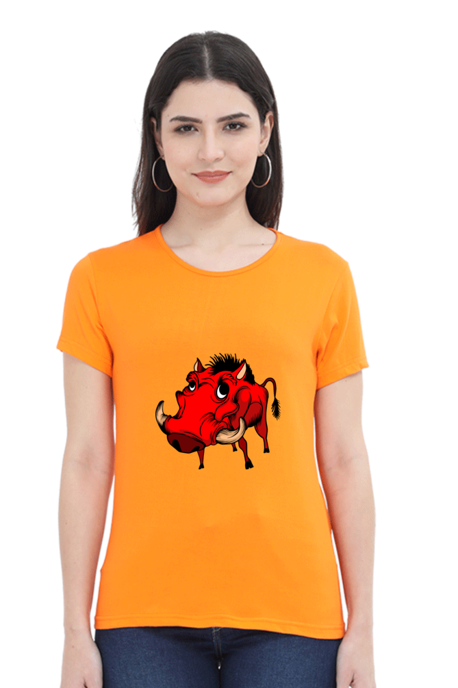 Women’s Round Neck Printed Animal's & Monster's T-Shirts -  monster rino