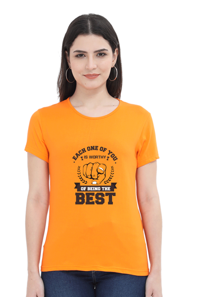 Women’s Round Neck Printed Motivational T-Shirts -  Worthy