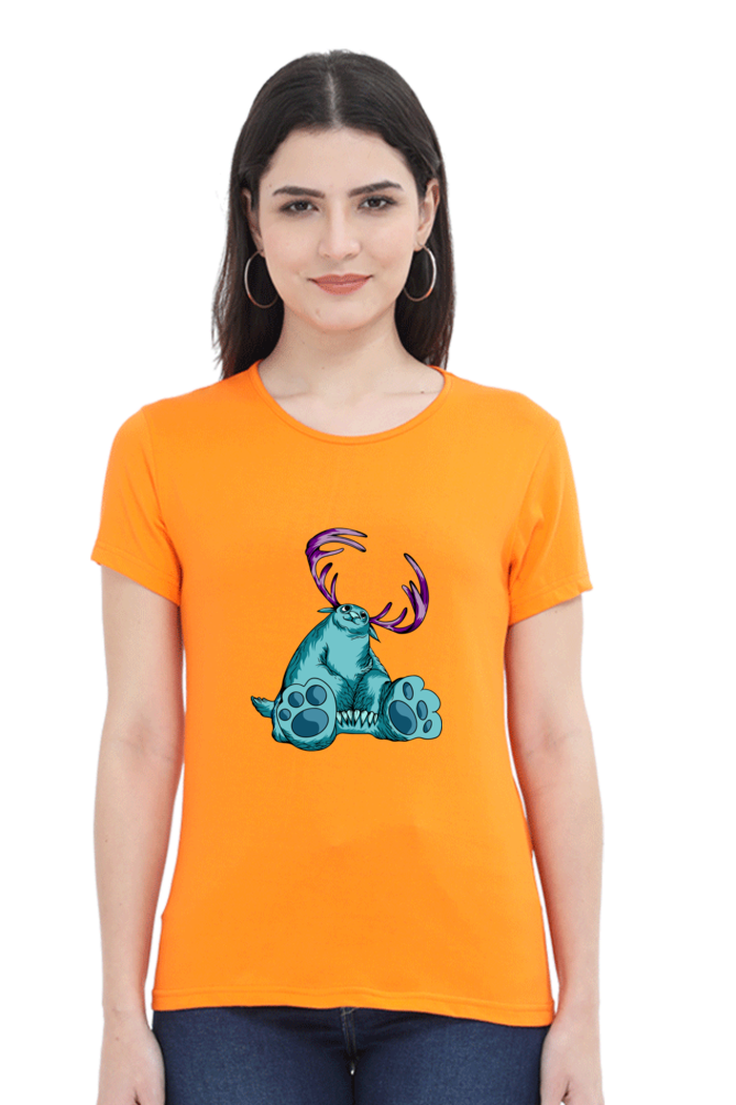Women’s Round Neck Printed Animal's & Monster's T-Shirts -  huge monster