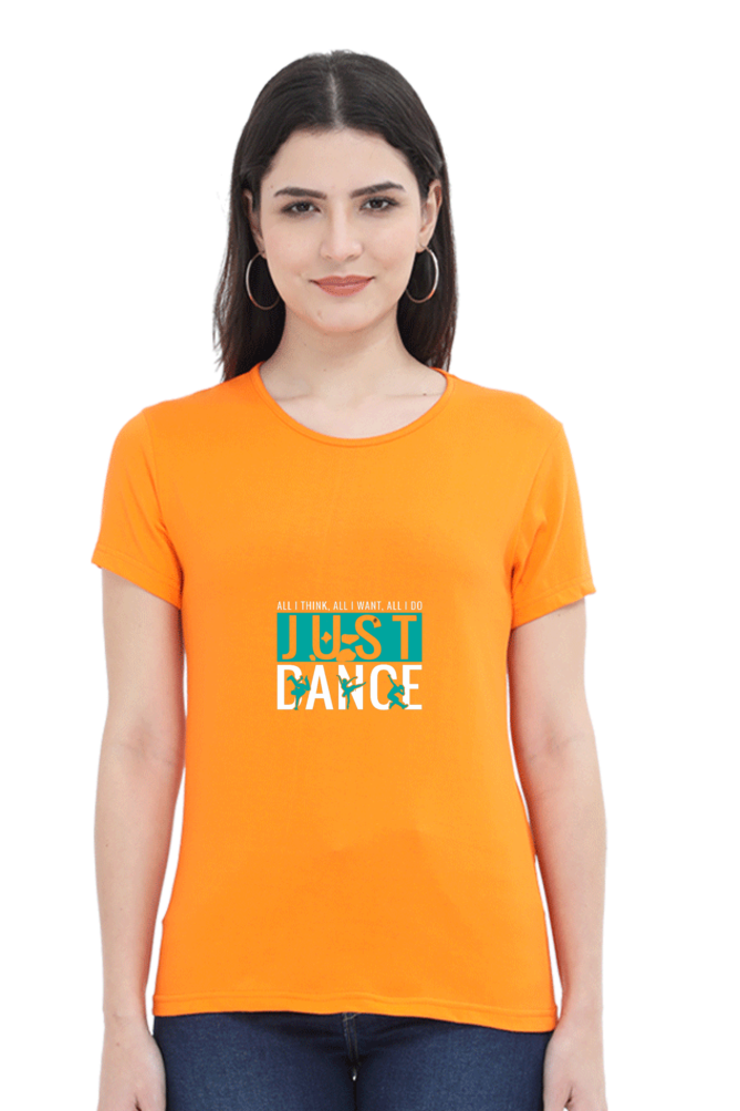 Women’s Round Neck Printed Dance T-Shirts - just dance