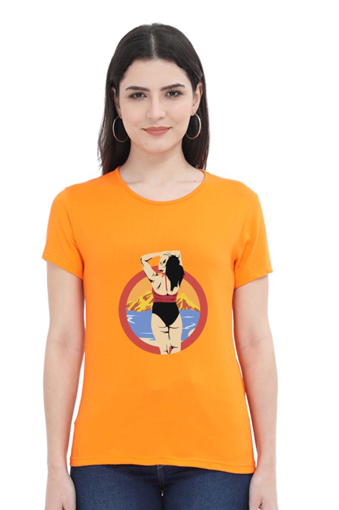 Women’s Round Neck Printed Summer T-Shirts - Girl