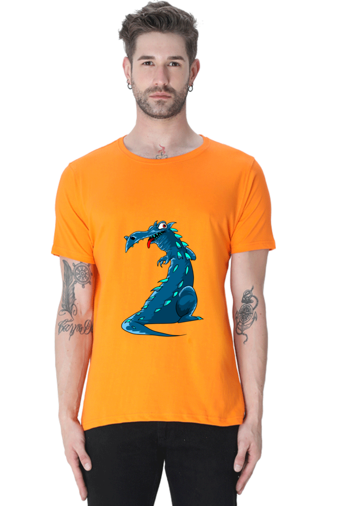 Men's Animal's & Monster's Cotton Round Neck T-Shirt - dinosaur