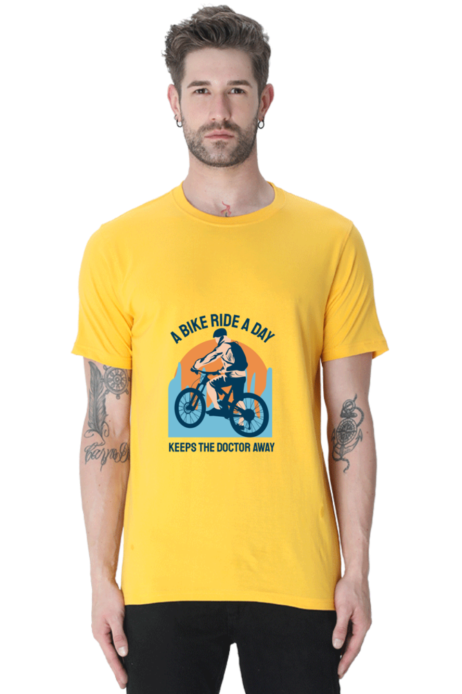 Men's Rider Cotton Round Neck T-Shirt - bike ride