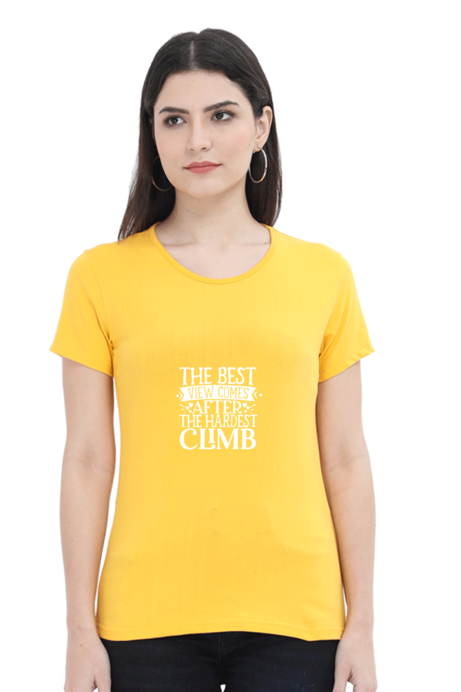 Women’s Round Neck Printed Motivational T-Shirts -  Climb