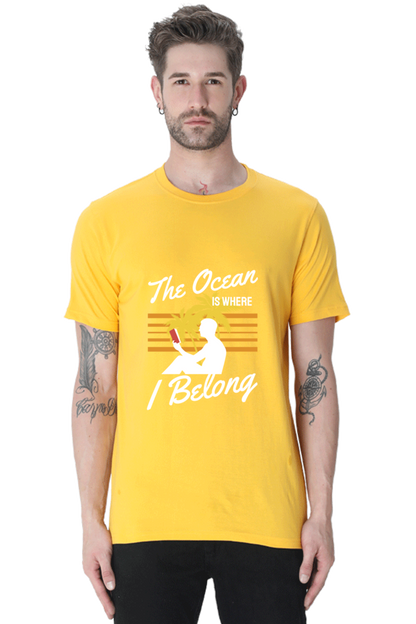 Men's Round Neck Summer T-Shirt - Ocean