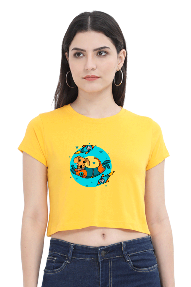 Women Animal's & Monster's  Crop Top -  tweaking dog