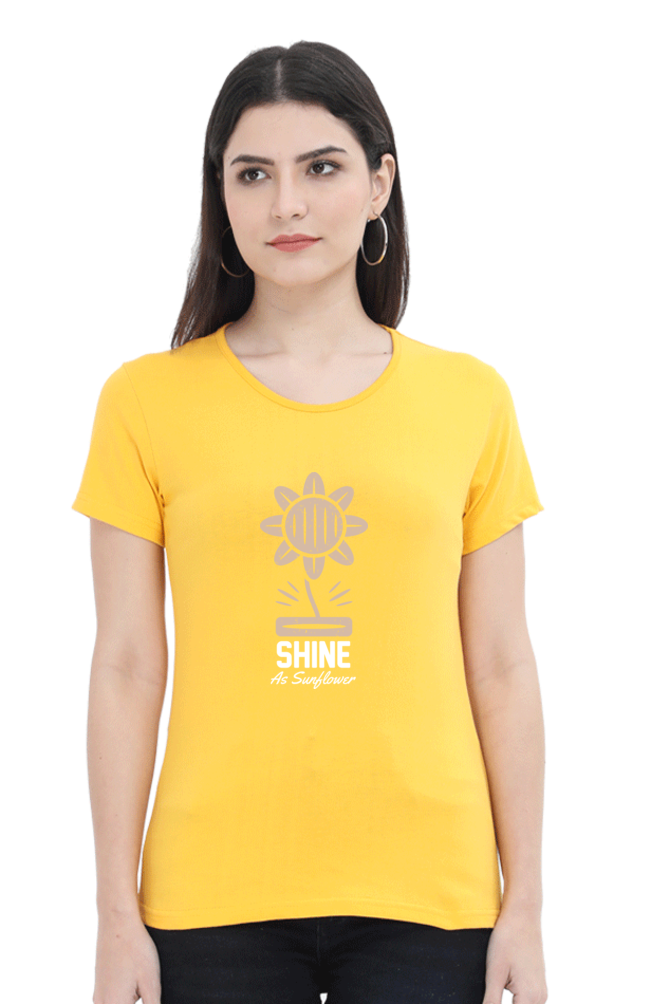 Women’s Round Neck Printed Gardening T-Shirts -   shine