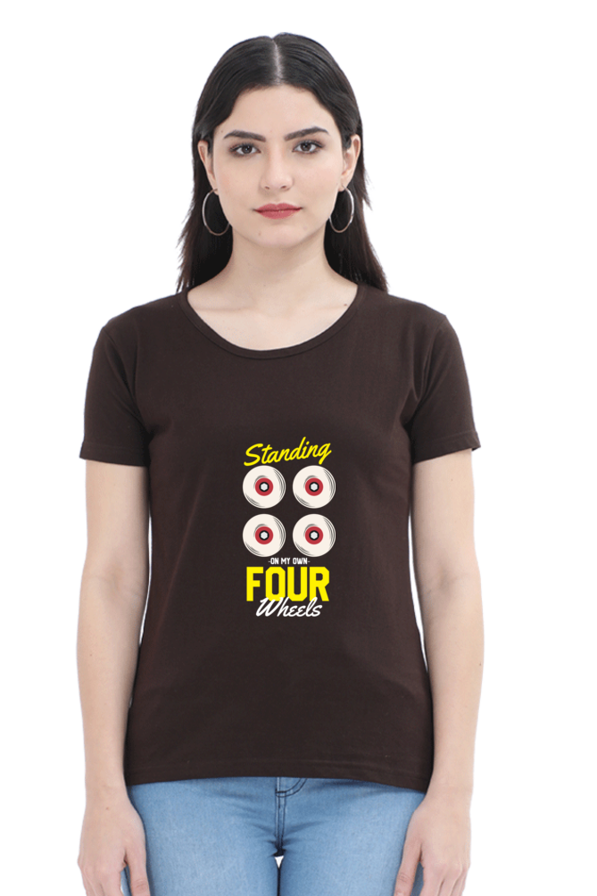 Women  Skateboard Half Sleeve T-Shirt - Four Wheels