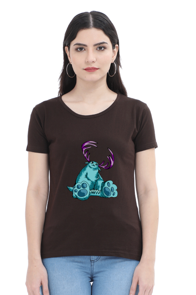 Women’s Round Neck Printed Animal's & Monster's T-Shirts -  huge monster