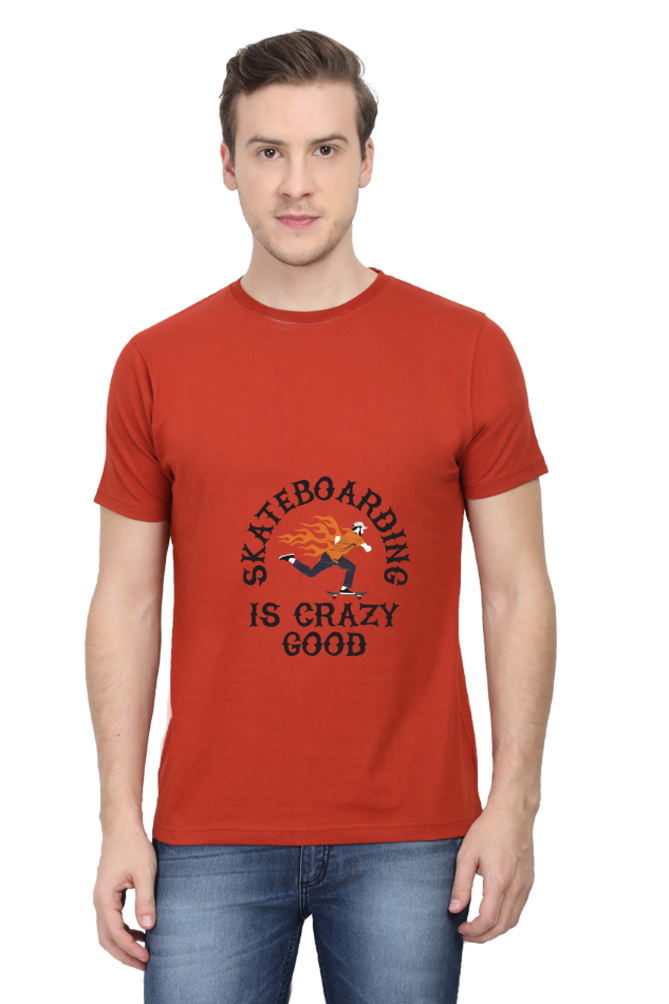 Skateboard Unisex Cotton Round Neck T-shirt - Crazy