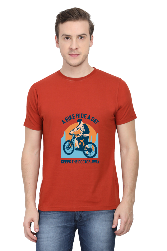 Men's Rider Cotton Round Neck T-Shirt - bike ride